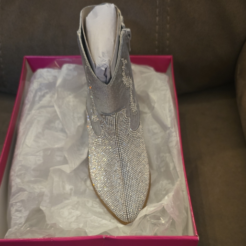 GB Girls Sparkling Silver Kids Boots